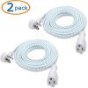 imageCable Matters 2Pack Braided Low Profile Flat Power Cord 6 ft 3 Prong Flat Plug Extension Cord Under Rug Power Extension Cord10 ft