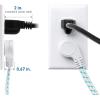 imageCable Matters 2Pack Braided Low Profile Flat Power Cord 6 ft 3 Prong Flat Plug Extension Cord Under Rug Power Extension Cord10 ft