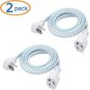 imageCable Matters 2Pack Braided Low Profile Flat Power Cord 6 ft 3 Prong Flat Plug Extension Cord Under Rug Power Extension Cord6 ft