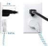 imageCable Matters 2Pack Braided Low Profile Flat Power Cord 6 ft 3 Prong Flat Plug Extension Cord Under Rug Power Extension Cord6 ft