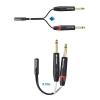 imageCable Matters 2Pack Dual 14 to 35mm Female Stereo Audio Splitter Cable 35mm to Dual 14 Adapter in Black  6 Inches  015 Meters