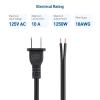 imageCable Matters 2Pack Polarized 18AWG 2 Prong Replacement Cord Lamp Wire 8 ft  10A NEMA 115P to 2 Wire for Lamp Cord Replacement with Plug8 Feet