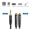 imageCable Matters 2Pack TS Male to 2X TS Female 14 Splitter Cable 635mm Splitter Cable in Black  02m  6 Inches