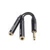 imageCable Matters 2Pack TS Male to 2X TS Female 14 Splitter Cable 635mm Splitter Cable in Black  02m  6 Inches
