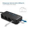 imageCable Matters 3 Socket Car Cigarette Lighter Adapter with 4 USB Ports OnOff Switch and LED Display  2X Fuses and Mounting Bracket Included