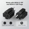 imageCable Matters 3Pack 15 Amp to 20 Amp Adapter Plug 20 Amp to 15 Amp Plug Adapter NEMA 515 to 520R in Black