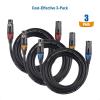imageCable Matters 3Pack ColorCoded Premium Shielded XLR Cables  6ft OxygenFree Copper OFC XLR Microphone Cable Male to Female Black10 Feet