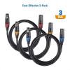 imageCable Matters 3Pack ColorCoded Premium Shielded XLR Cables  6ft OxygenFree Copper OFC XLR Microphone Cable Male to Female Black3 Feet