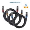 imageCable Matters 3Pack ColorCoded Premium Shielded XLR Cables  6ft OxygenFree Copper OFC XLR Microphone Cable Male to Female Black6 Feet