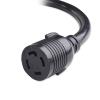 imageCable Matters 4 Prong 30 AMP to 50 AMP RV Adapter  15ft NEMA 1450P to L1430R 50A to 30A Generator Adapter RV Cord Black