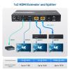 imageCable Matters 4K60Hz 4K HDMI Extender Splitter 1x2 with Local Loopout IR Extension and Dual Remote Display Support  Extends 4K60Hz Video up to 115ft 1080P60Hz Video to 197ft