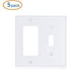 imageCable Matters 5Pack Toggle Switch Wall Switch Cover Double Gang Wall Plate Cover for Decorator Device in White