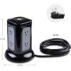 imageCable Matters 6 Outlet Surge Protector Tower with 4 USB Charging Ports 42A in Total and 10 Feet Extra Long Power Cord in Black