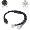 imageCable Matters LEDLit 4 Prong 30 Amp to 15 Amp Adapter for Generator  30 Inches NEMA L1430P to 2X 520R 30 AMP to 110 Adapter Splitter