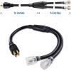 imageCable Matters LEDLit 4 Prong 30 Amp to 15 Amp Adapter for Generator  30 Inches NEMA L1430P to 2X 520R 30 AMP to 110 Adapter Splitter