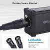 imageCable Matters XLR Audio Over Ethernet Snake with 2 Boxes  4X XLRMale Pigtail Box and 4X XLRFemale Pigtail Box XLR Snake 4 Channel Compatible with EtherCON Connector Black