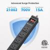 imageETL Certified Cable Matters WallMountable 12 Outlet Power Strip  8ft Cord Metal 2100J Surge Protector with 15A Circuit Breaker Industrial Power Strip Surge Protector for Garage Workshop Black12Outlet