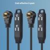 imageETL Listed Cable Matters 2Pack 3Outlet Power Strip Extension Cord with 3 Prong Outlets and 360Degree Rotating Plug in Black  6ftBlack