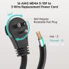 imageETL Listed Cable Matters 3 Prong Power Cord Replacement 6FT with 360 Rotating Flat Plug 16AWG 13A125V1625W NEMA 515P to 3Wire Appliance Cord Black10 Feet