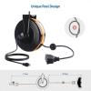 imageETL Listed Cable Matters 35 ft 3Outlet Retractable Extension Cord Reel SJTW 16 AWG 10A  1250W with Mounting Point in Black