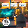 imageETL Listed Cable Matters Weatherproof IndoorOutdoor Remote Control Outlet with Dual Outlets ampamp Low Profile Flat Plug  80 ft Range Black