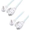 imageCable Matters 2 Pack Premium Braided 3 Outlet Flat Extension Cord 2 Prong 6 ft with Low Profile Plug10 ft