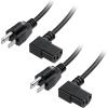 imageCable Matters 2Pack 16 AWG Right Angle Power Cord  6ft 90 Degree AC Power Cord Replacement NEMA 515P to Angled IEC C13 Black6 Feet