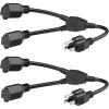 imageCable Matters 2Pack 2 Outlet Power Splitter Cord  12ft NEMA 515P to NEMA 515R Y Power Cord Splitter 16 AWG Outlet Saver 12 Feet2Outlet