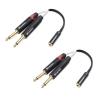 imageCable Matters 2Pack Dual 14 to 35mm Female Stereo Audio Splitter Cable 35mm to Dual 14 Adapter in Black  6 Inches  015 Meters