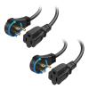 imageETL Listed Cable Matters 2Pack 16 AWG 360 Rotating Flat Plug Short Extension Cord  1ft 13A1625W Low Profile 3 Prong Power Extension Cords NEMA 515P to NEMA 515R BlackBlack