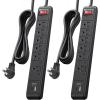 imageETL Listed Cable Matters 2Pack 6Outlet Surge Protector Power Strip with USB C and USB Ports  8ft Extension Cord Surge Protector with USBC with 34A Total Charging Output Black