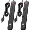 imageETL Listed Cable Matters 2Pack 6Outlet Surge Protector Power Strip with USB Ports  8ft Long Extension Cord Surge Protector with USB Ports BlackBlack