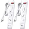 imageETL Listed Cable Matters 2Pack 6Outlet Surge Protector Power Strip with USB Ports  8ft Long Extension Cord Surge Protector with USB Ports BlackWhite