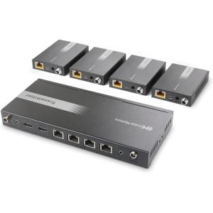 imageCable Matters 1x4 4K HDMI Extender Splitter Supports 164ft for 4K60Hz or 196ft for 4K30Hz Wall Mount 1In4Out HDMI Over Ethernet Splitter Local Monitor LoopOut