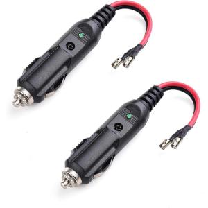 imageCable Matters 2 Pack 12V Replacement Cigarette Light Plug Cord with Leads  15A Fuse and Green Indicator Light