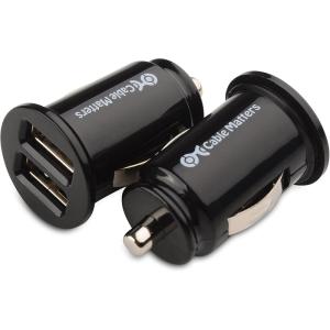 imageCable Matters 2Pack 10W 2A Flush Mount Mini Dual USB Car Charger with Smart Charging Chipset for iPhone 1615 Pro Max Plus Samsung Galaxy S23 S23 Ultra Google Pixel 7a Pixel 7 Pro and More