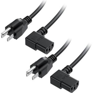 imageCable Matters 2Pack 16 AWG Right Angle Power Cord  6ft 90 Degree AC Power Cord Replacement NEMA 515P to Angled IEC C13 Black6 Feet