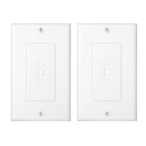 imageCable Matters 2Pack 1Gang Wall Cable Pass Through Cable Wall Plate with Flexible Rubber Grommet Cord HidingManagement Solution for Home and Office White