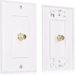 imageCable Matters 2Pack 1Port TV Cable Wall Plate Coax Wall Plate in White1Port