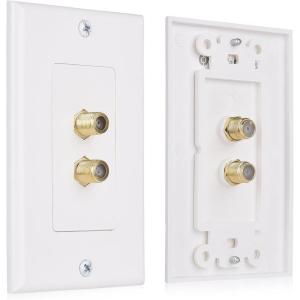 imageCable Matters 2Pack 1Port TV Cable Wall Plate Coax Wall Plate in White2Port