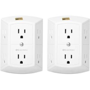 imageCable Matters 2Pack 3 Sided 6 Outlet Splitter Grounded Outlet Extender Wall Tap