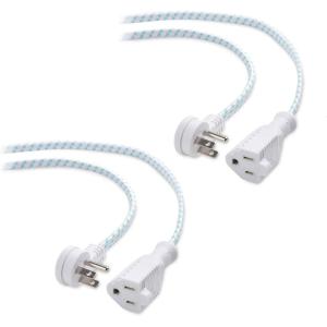 imageCable Matters 2Pack Braided Low Profile Flat Power Cord 6 ft 3 Prong Flat Plug Extension Cord Under Rug Power Extension Cord6 ft