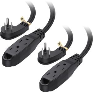 imageCable Matters 2Pack Flat Plug 3 Outlet Extension Cord  6ft NEMA 515P to 3X NEMA 515R 13A125V1625W Grounded 3 Outlet Power Cord with Space Saver and Hanging Loop6 Feet