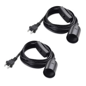 imageCable Matters 2Pack Hanging Light Cord with Switch  15ft Pendant Light Cord with Plug BlackBlack