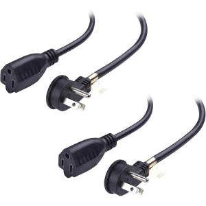 imageCable Matters 2Pack Low Profile Flat Plug Extension Cord Power Extension Cable 10 Feet NEMA 515P to NEMA 515R1 Foot