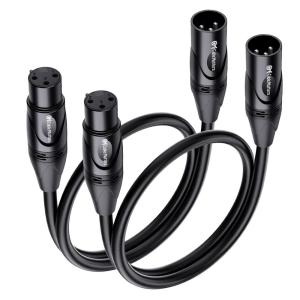 imageCable Matters 2Pack Premium XLR to XLR Cables  6ft Male to Female Microphone Cable OxygenFree Copper OFC Mic Cord Black1 Foot