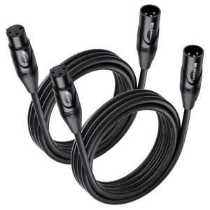 imageCable Matters 2Pack Premium XLR to XLR Cables  6ft Male to Female Microphone Cable OxygenFree Copper OFC Mic Cord Black10 Feet