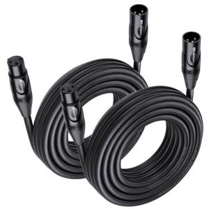 imageCable Matters 2Pack Premium XLR to XLR Cables  6ft Male to Female Microphone Cable OxygenFree Copper OFC Mic Cord Black25 Feet