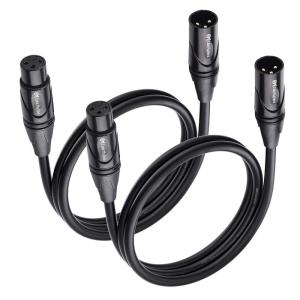 imageCable Matters 2Pack Premium XLR to XLR Cables  6ft Male to Female Microphone Cable OxygenFree Copper OFC Mic Cord Black3 Feet