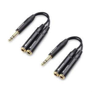 imageCable Matters 2Pack TRS Male to 2X TRS Female 14 Splitter Cable 14 Inch Headphone Splitter Cable in Black  02m  6 Inches